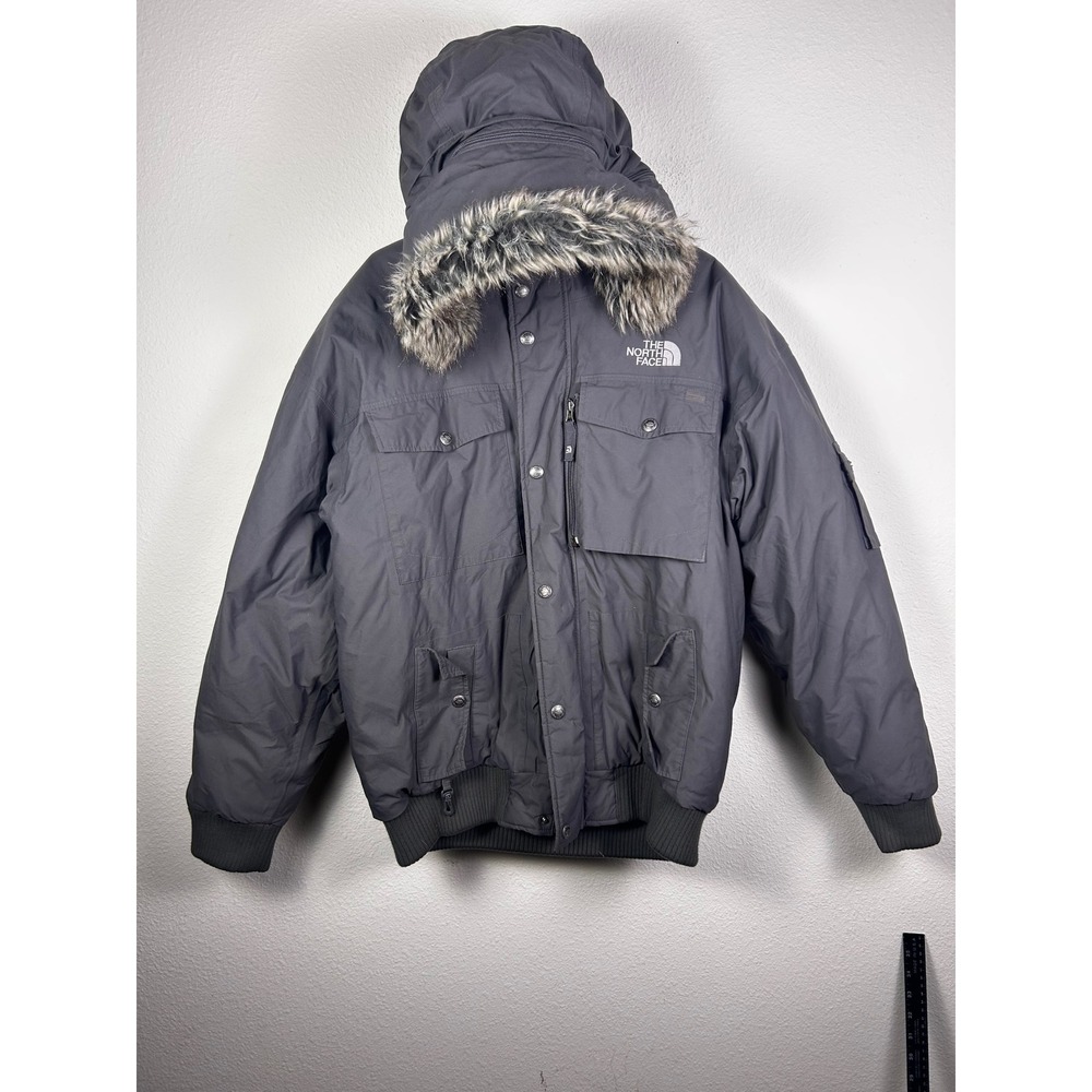 The North Face Gotham III Down Parka Gray Faux Fur Hood Jacket Mens Large
